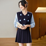 可风各套装510033P155K248假两件针织衫毛呢半身裙两件套，女装套装/套裙，可风各