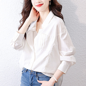 可風各29066襯衫P60精梳棉高級感白襯衣女長袖通勤百搭氣質上衣圖片
