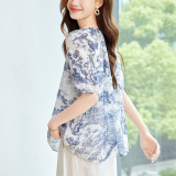 可风各苎麻衬衫55068P129K206.清新时尚印花衬衣，女装衬衫，可风各