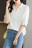 时尚百搭白色宽松长袖衬衫女春季新款韩版简约气质上衣设计感小众，女装衬衫，可风各