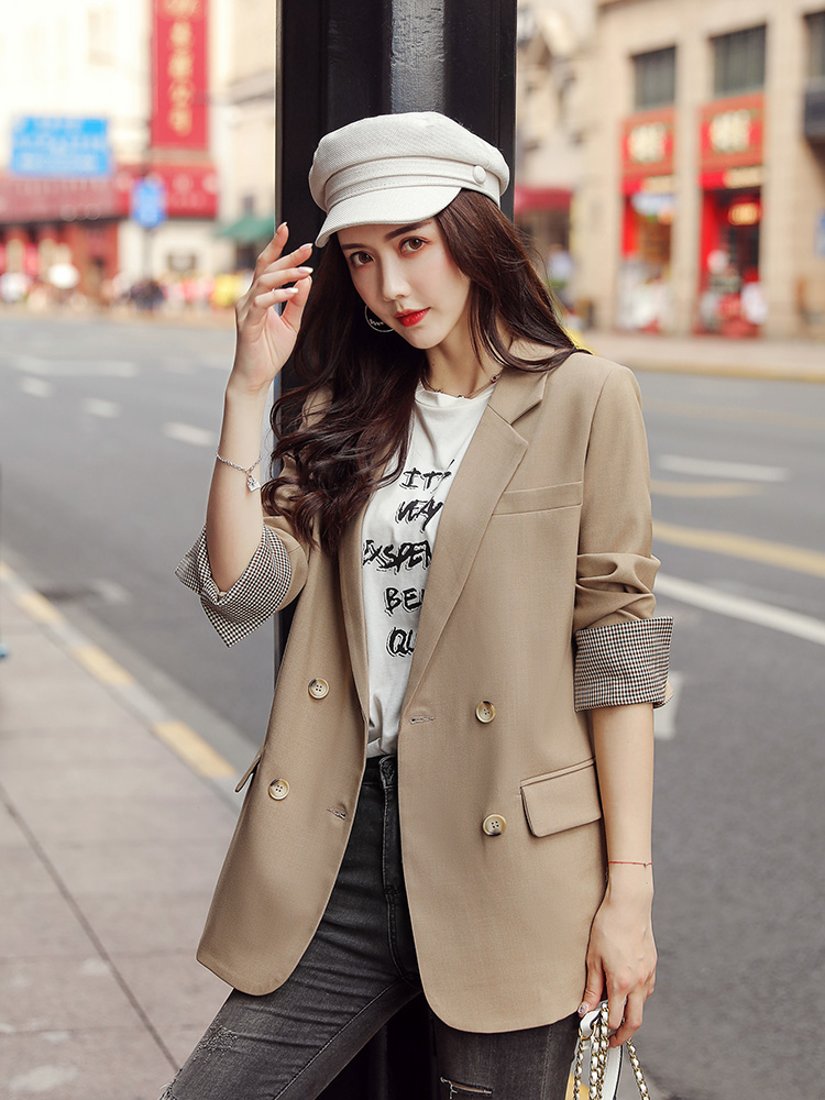 卡其色西装外套女高级设计感小众2025年新款春季韩版宽松休闲西服，商品下架区商品下架区，可风各