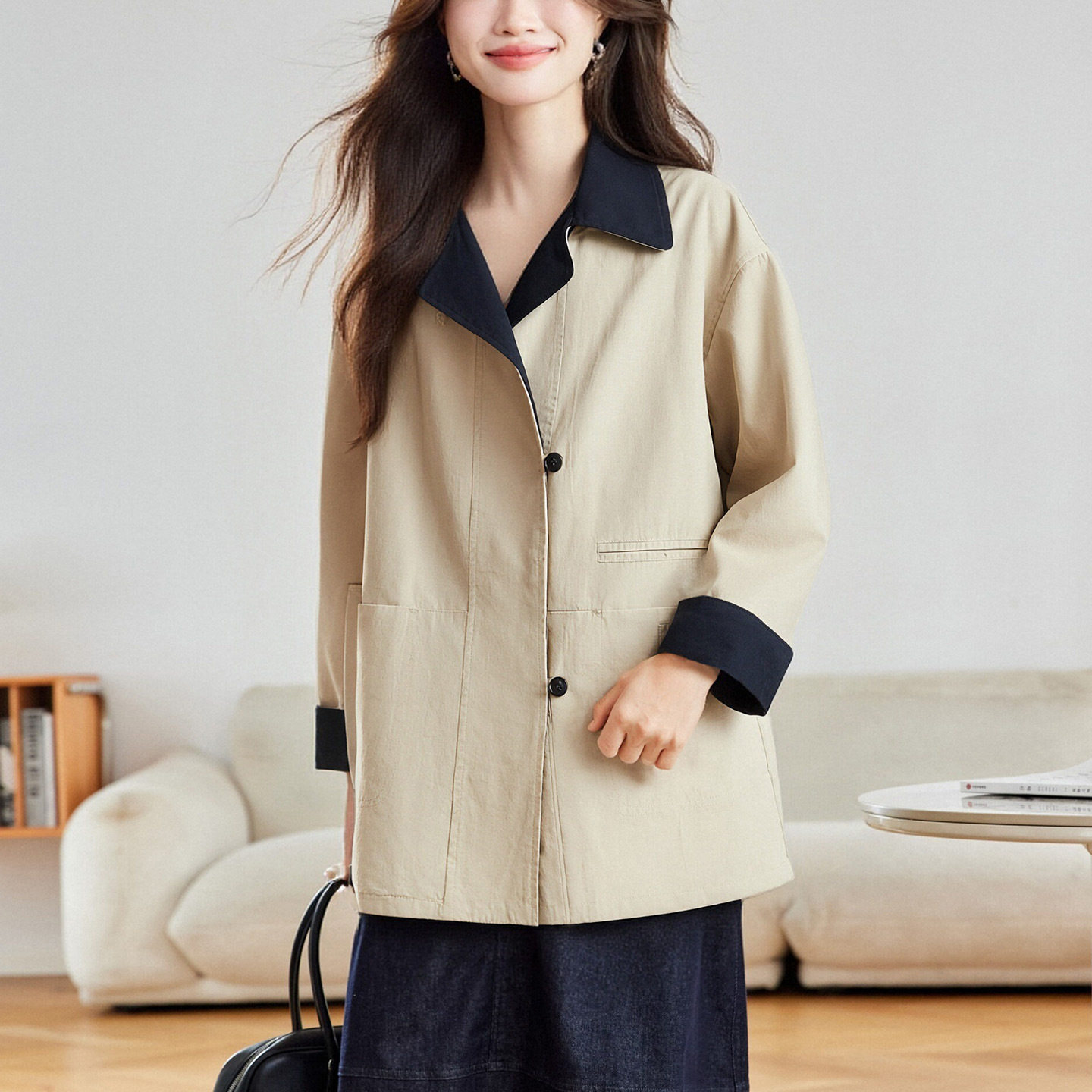 可风各风衣外套59071P179K286.4日系工装上衣2025秋装休闲外套,女装风衣,可风各