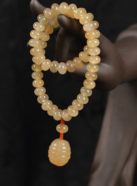 正宗西藏冰润猫眼高山小冰花羊角算盘佛珠手串手持念珠藏式情侣