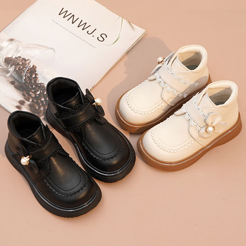 真皮女童加绒皮靴艾莎公主马丁靴