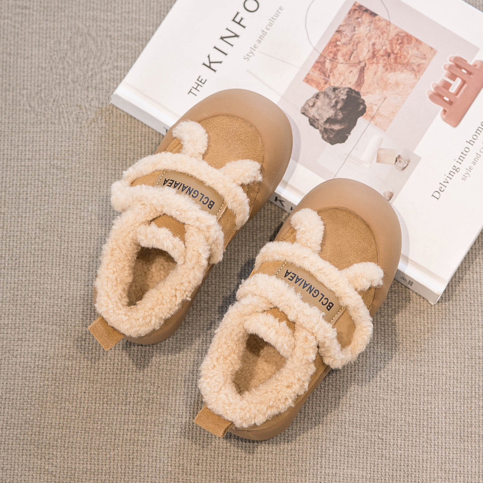 真皮女童公主棉鞋儿童加绒勃肯鞋