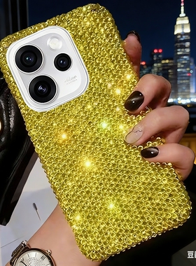 2026气运款适用OPPOFindX9满钻手机壳女款find X9Pro手工水贴定制黄色findX8ultra超薄全包findX7防摔保护套