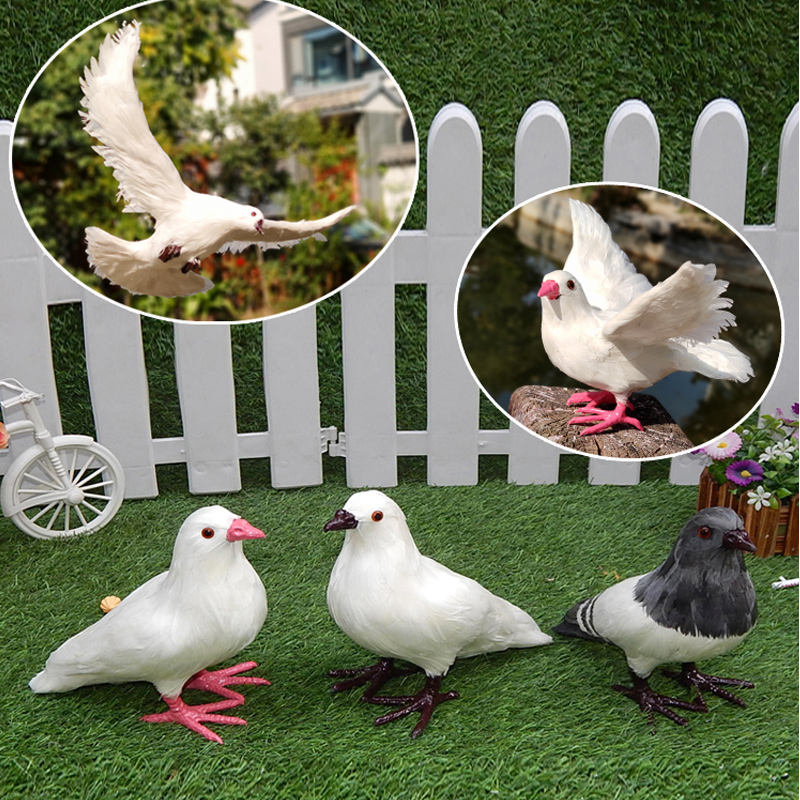 仿真羽毛鸽子和平鸽模型道具摆件