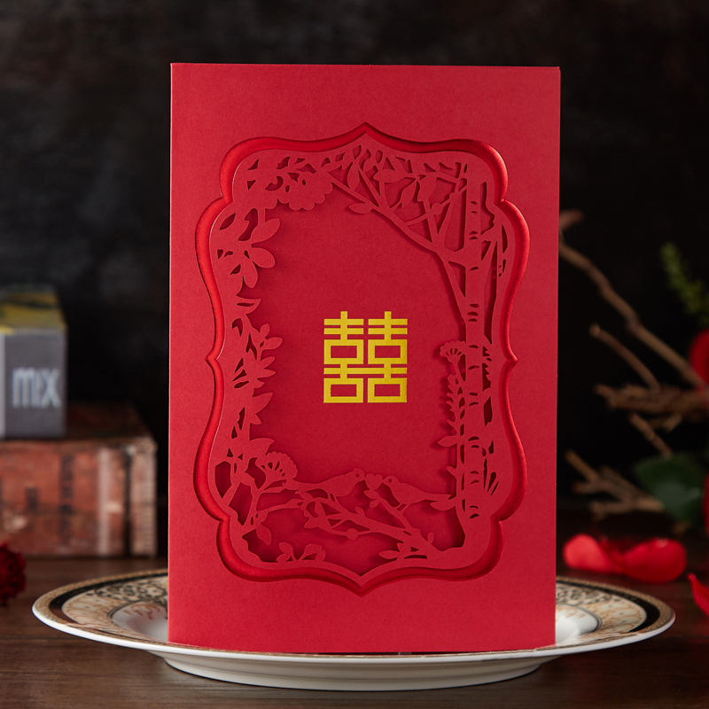 结婚打印请帖中国风红喜帖乔迁金榜题名请柬红色2025新品婚礼定制