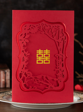 结婚打印请帖中国风红喜帖乔迁金榜题名请柬红色2025新品婚礼定制