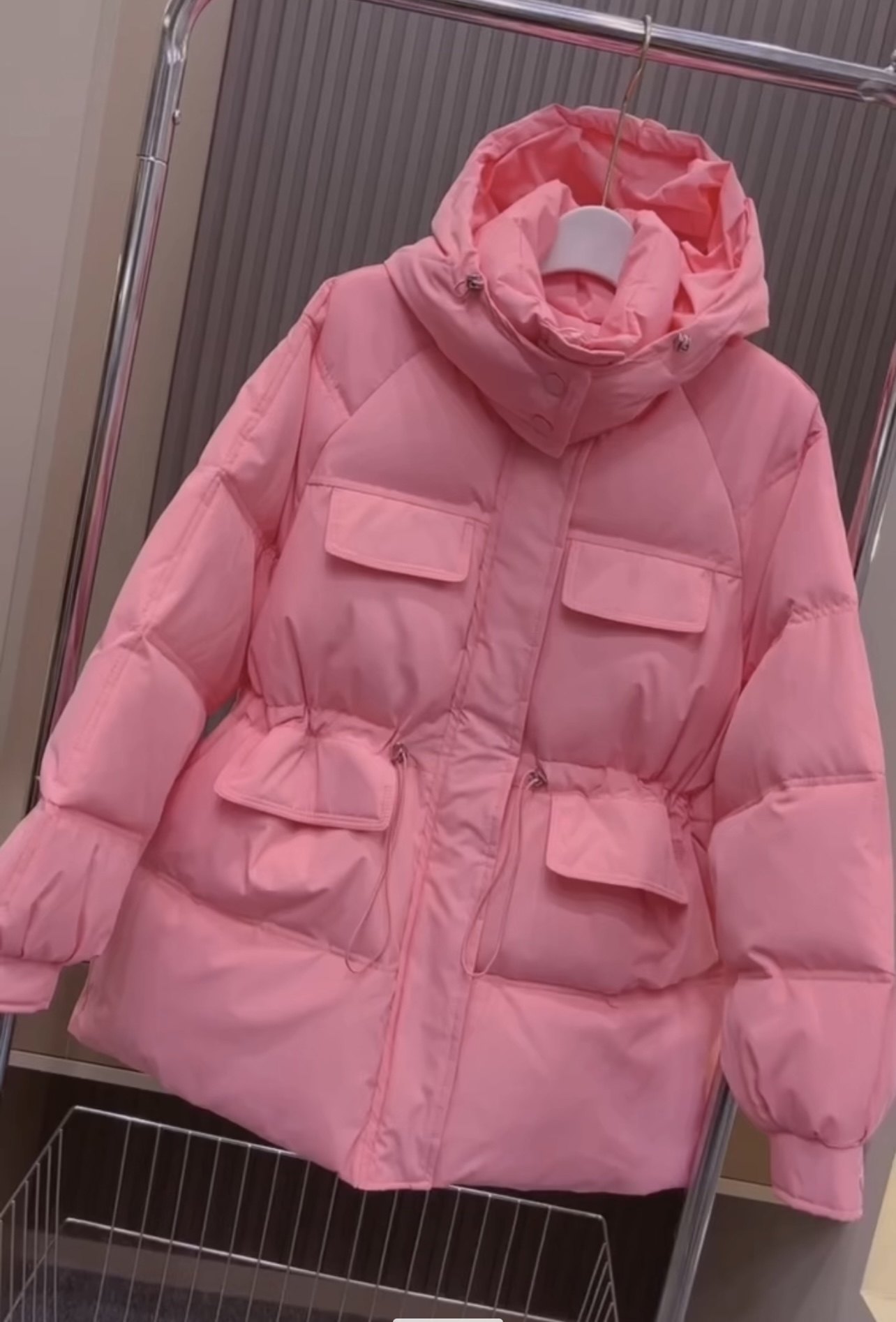 新年粉色羽绒棉服女2023冬天厚款高级超好看棉衣小个子棉袄外套