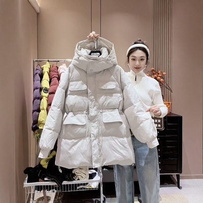 简约加厚中长款羽绒棉服女欧货