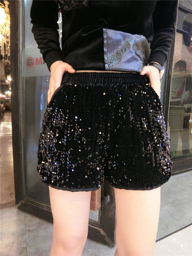 欧洲站2026春秋新款满亮片阔腿裤时尚潮流宽松显瘦松紧腰短裤女潮,女装/女士精品,休闲裤,淘宝优惠券,粉丝福利购,淘宝优惠卷