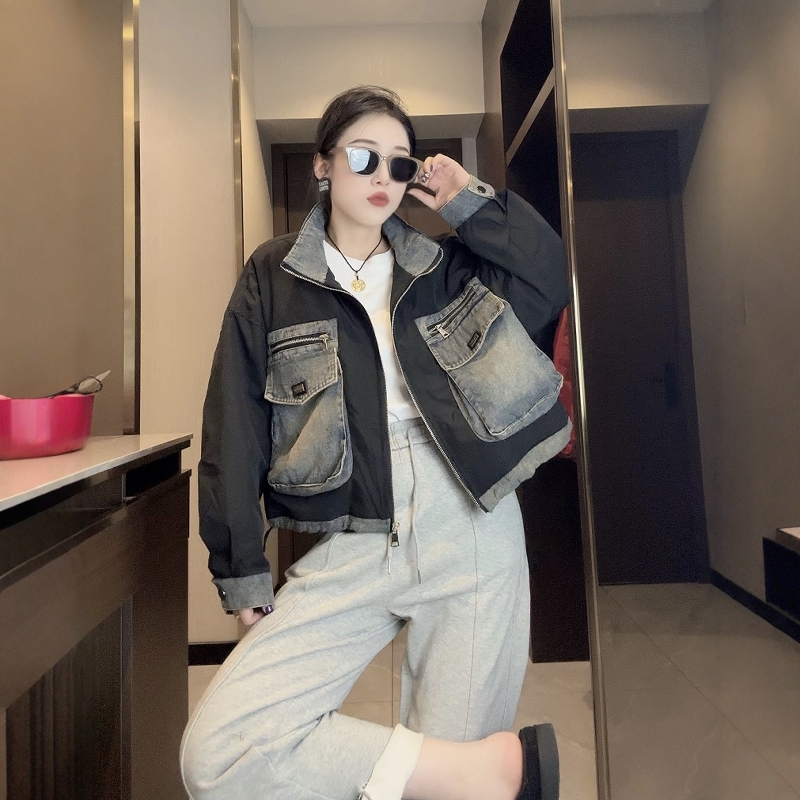 休闲火爆牛仔拼接外套女欧货