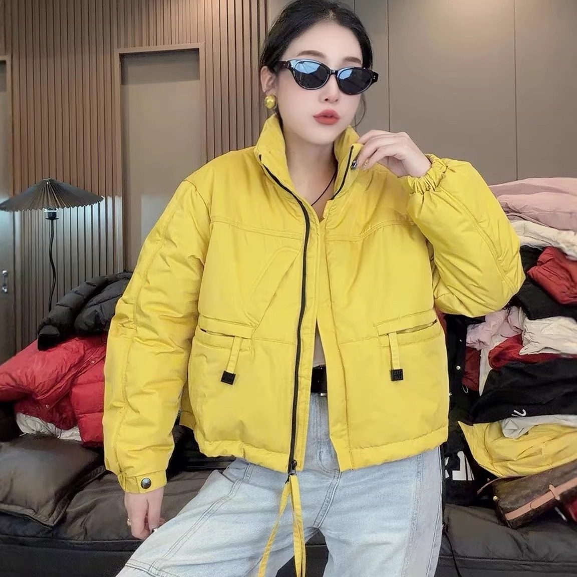 超火新款立领设计感二棉衣女宽松夹克上衣2026春季新款加棉短外套,女装/女士精品,短外套,淘宝优惠券,粉丝福利购,淘宝优惠卷