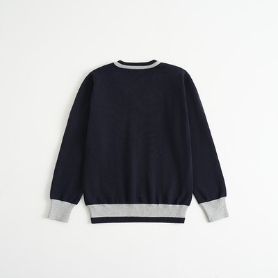 儿童低领学院风毛衣大童棉线衣女童针织衫男孩v领撞色外套 打底