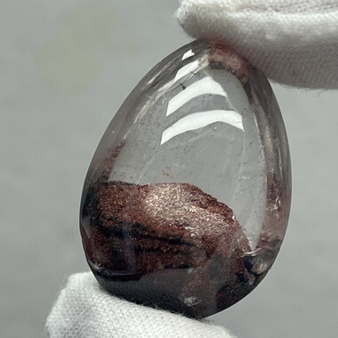 天然东海水晶包裹洒金独特红幽灵水滴形男女时尚吊坠饰品 可打孔
