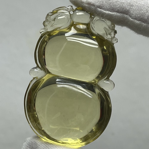 天然黄水晶如意兽葫芦吊坠有福有禄聚宝盆 做工精致 流行百搭饰品