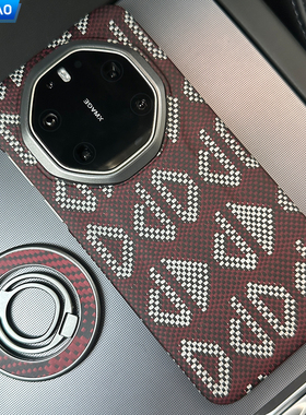 AICHICAO适用华为Mate80rs非凡大师凯夫拉手机壳磁吸超薄新款华为Mate8RS碳纤维磨砂高级防摔几何图案编织壳