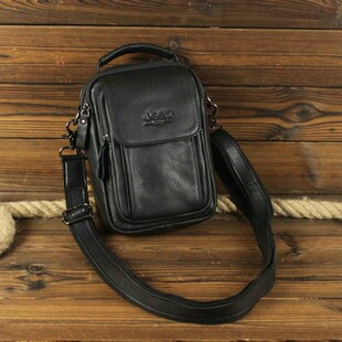 原创男士 单肩包手机包斜挎包多功能斜背包包 真皮男包头层牛皮男士