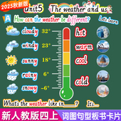 2025秋新版 人教PEP小学英语4四年级上册单词句子型卡片板书贴教具
