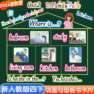 2026春新PEP人教版四4年级下册单词句子卡片小学英语公开课堂教具