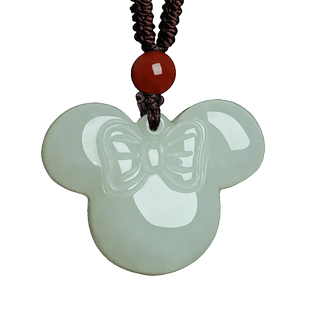 天然新疆和田玉白玉鼠吊坠米老鼠头挂件男女款玉饰品玉佩项坠玉器