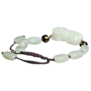 和田玉狐狸手链女士旺姻缘招桃花手串玉石饰品生日礼物带证书