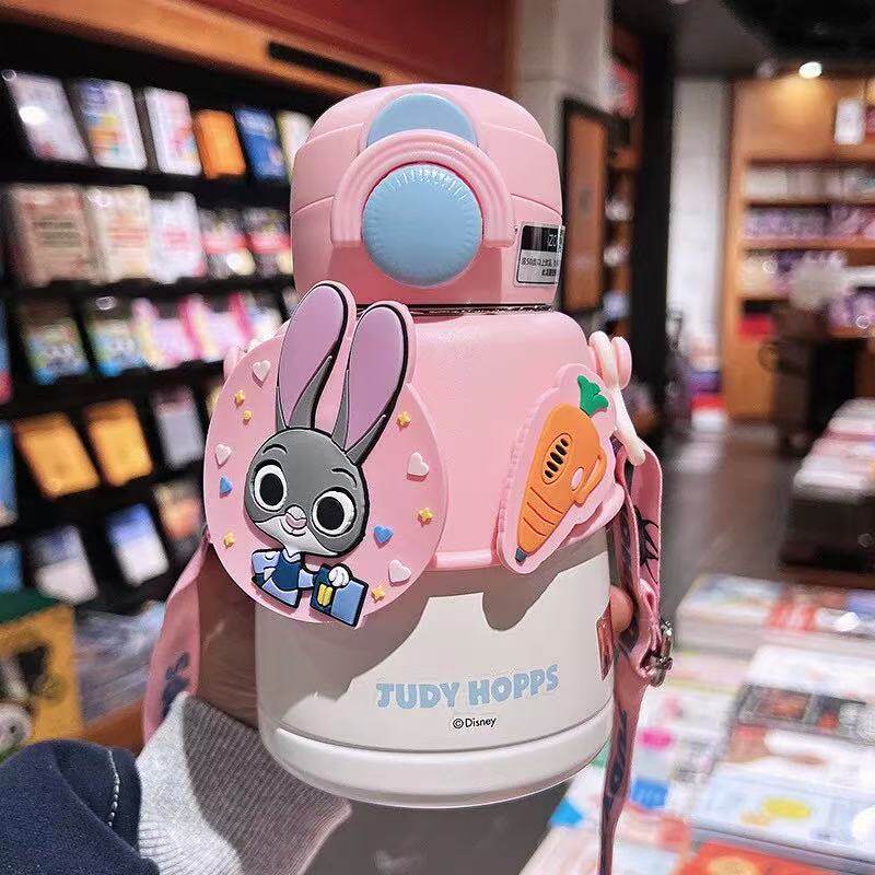 迪士尼卡通儿童保温杯男女孩上学专用水壶食品级吸管杯小学生水杯