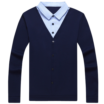 大码长袖t恤男青年翻领商务