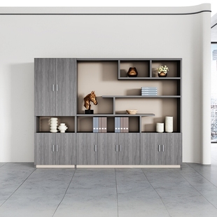 文件柜木质办公书柜老板室背景墙摆件资料柜板式带抽屉储物收纳柜