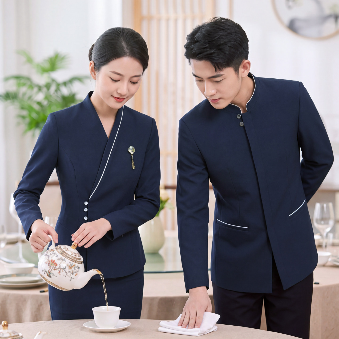YL2026-33 中式服务员酒店工作制服