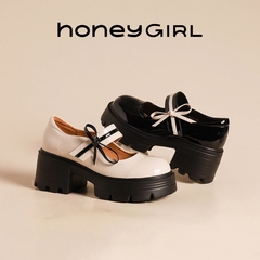 HoneyGIRL法式玛丽珍单鞋女2024新款春夏季厚底乐福鞋增高小皮鞋