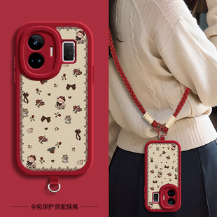 7pro女realmeGT新款 3带挂绳GT6 realmeGTneo2T外壳真我11pro 适用realme真我neo7手机壳玫瑰小熊GTneo6