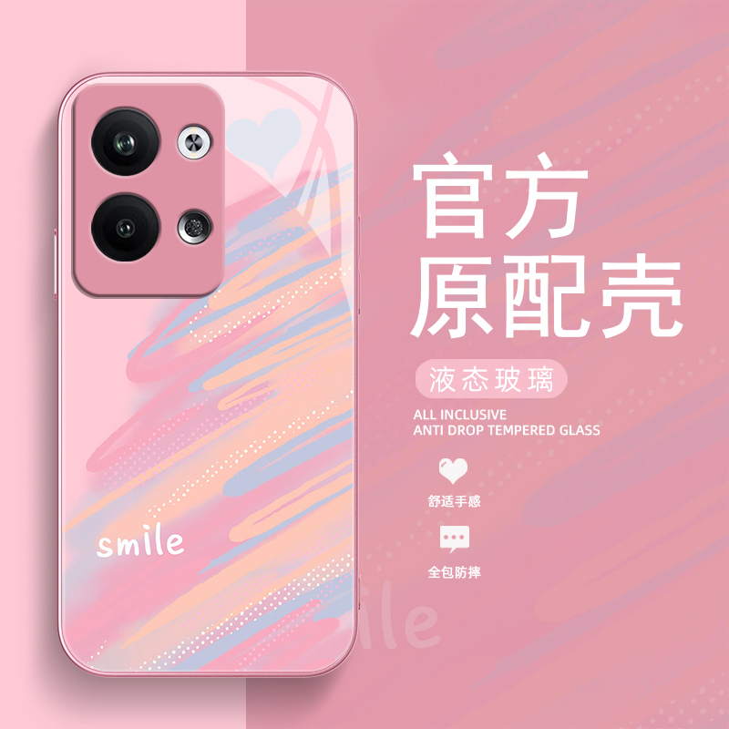 适用opporeno11/10/9/8/7/6手机壳s18pro/17/16/15套x100/90情侣80爱心线条findx7玻璃iqooneo5金属漆iqoo12