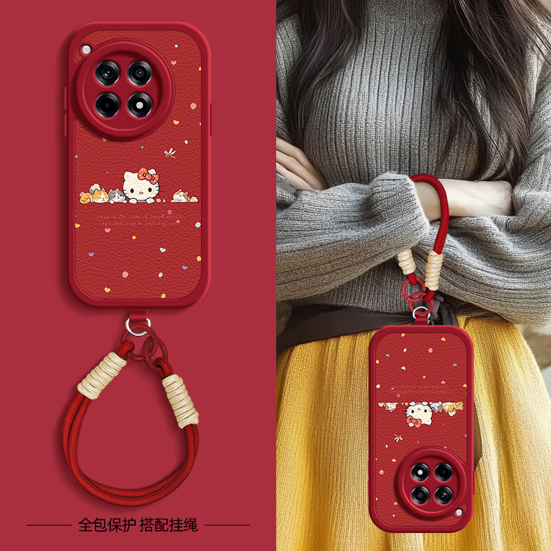 适用一加Ace6手机壳KT猫咪1+Ace5/3pro带挂绳1加15/13保护套Ace2V女一加12新款Ace2外壳防摔OnePlusAce5pro