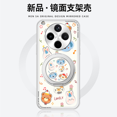 朵拉睡觉适用oppofindx9手机壳findx8/7pro镜面防摔findx6/5套oppok13Turbo新款k13TurboPro带旋转磁吸支架