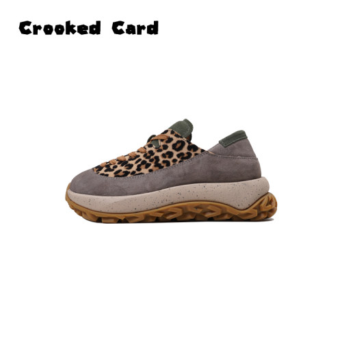 CROOKED CARD 26春夏豹纹厚底增高勃肯鞋 时尚百搭增高鞋休闲板鞋