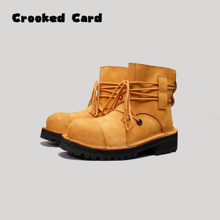 CROOKED CARD  25S 全皮 骑士靴 复古 切尔西中筒靴 短靴