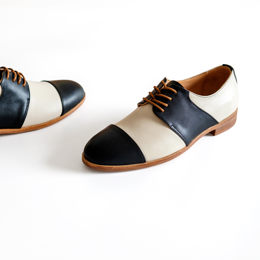 拼色皮鞋swing摇摆舞复古真皮