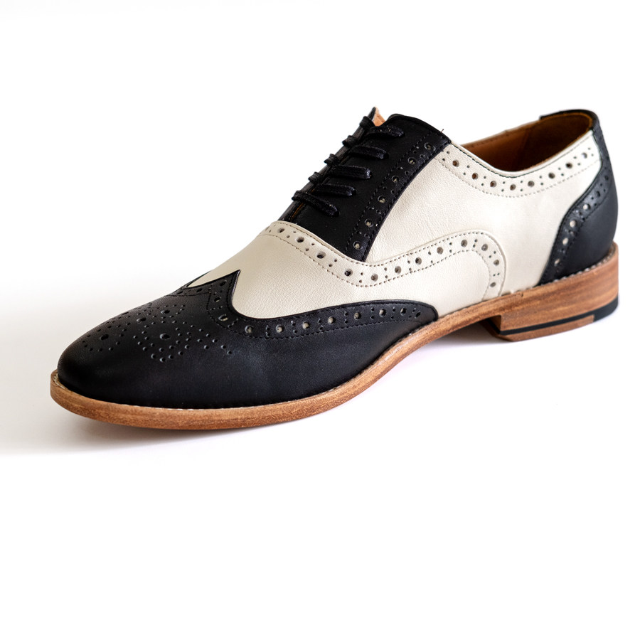 男鞋/真皮底 brogue 正装皮鞋 拼色 wing tips 缪特mute swing鞋