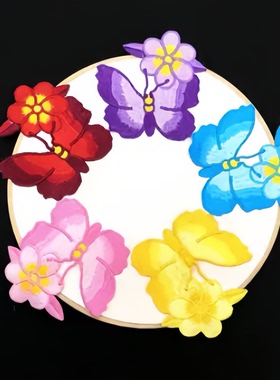 蝴蝶绣花刺绣布贴衣服装饰蓝色背胶补丁贴羽绒服紫色动物黄色红色