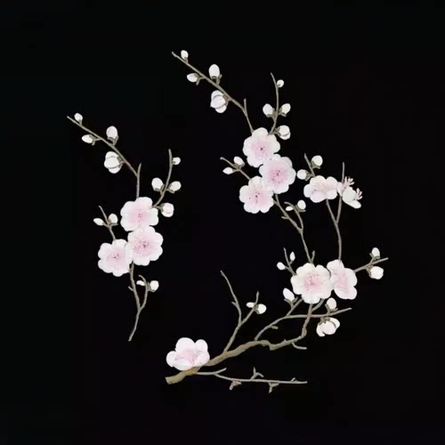 白色梅花刺绣布贴外套装饰家纺