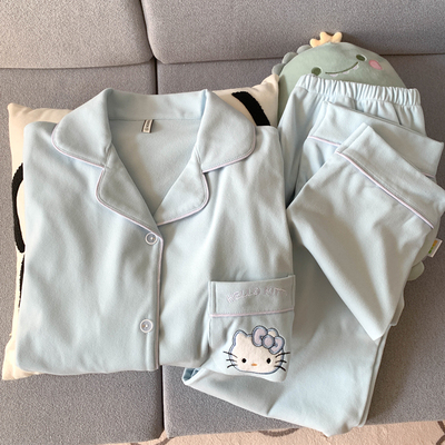 helloKitty德绒睡衣女款春秋冬季珊瑚绒加绒套装加厚海岛绒家居服