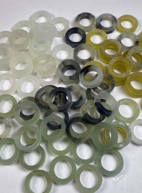 纯天然手工 玉石戒指半成品 淡绿色 水墨 冰料 岫玉半成品 未抛光