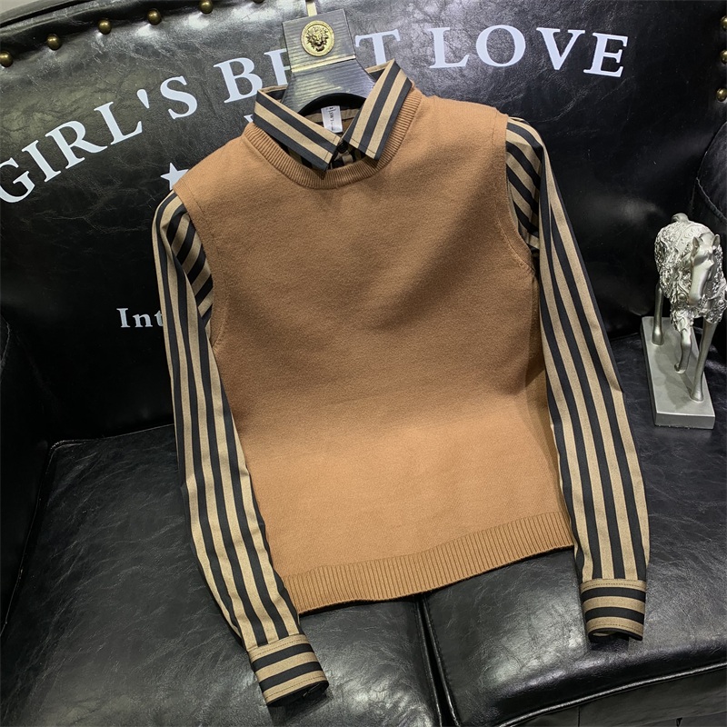 假两件毛衣针织毛背心