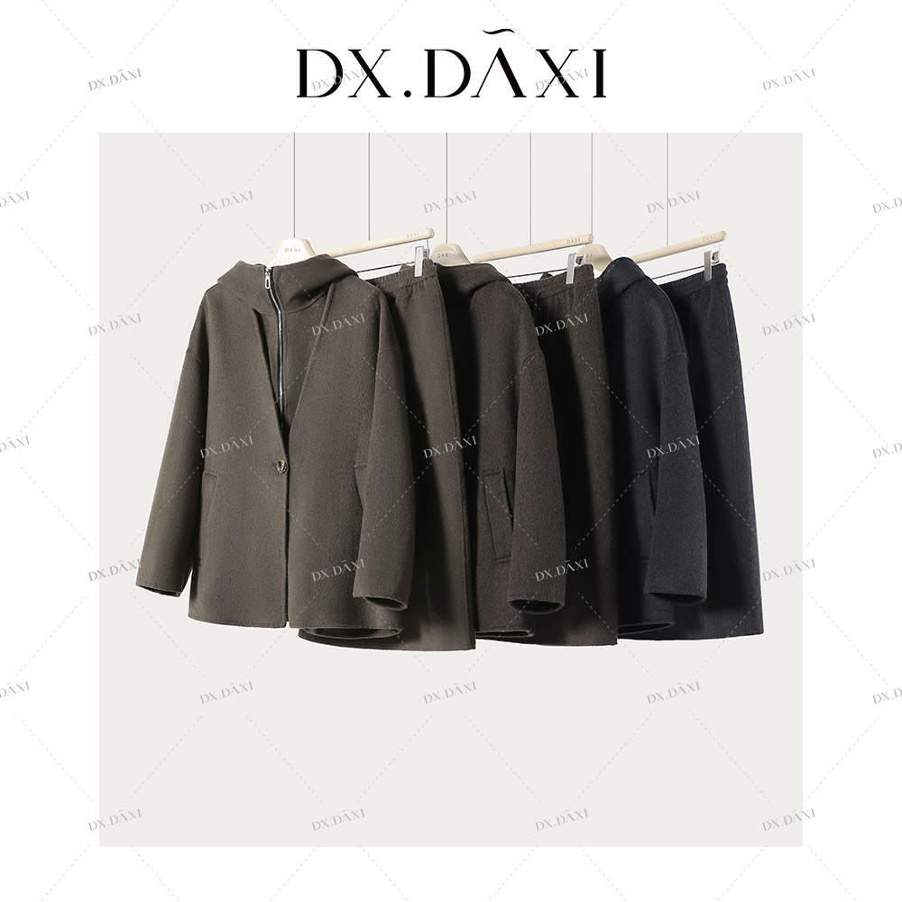 DX.DAXI【格雷三件套】2025新款套装慵懒气质百搭双面羊毛大衣