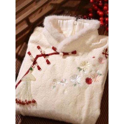 进口高端温柔超气质加厚新中式旗袍连衣裙长袖年轻款改良2025秋冬