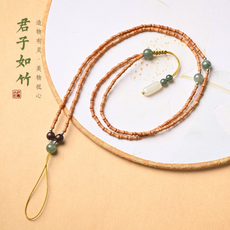 进口橄榄核小竹节项链吊坠配绳配链玉器蜜蜡挂绳毛衣链项链绳手机