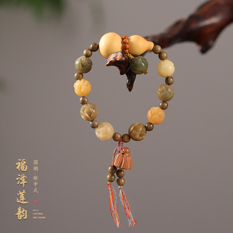 进口葫芦莲花菩提手串手持佛珠新中式盘玩国潮绕指柔手链文玩货源