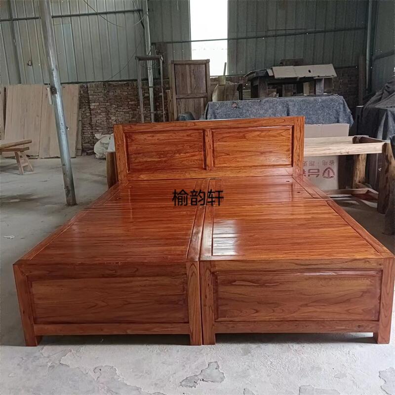 简约双人榆木可储物收纳一床多用